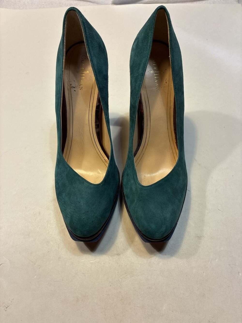 Cole Haan Teal Suede Platform Heels